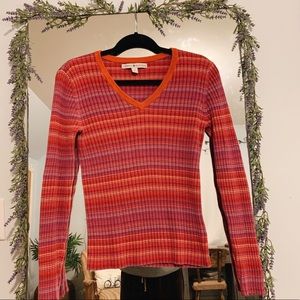 Tommy Hilfiger Orange and Pink Striped Sweater